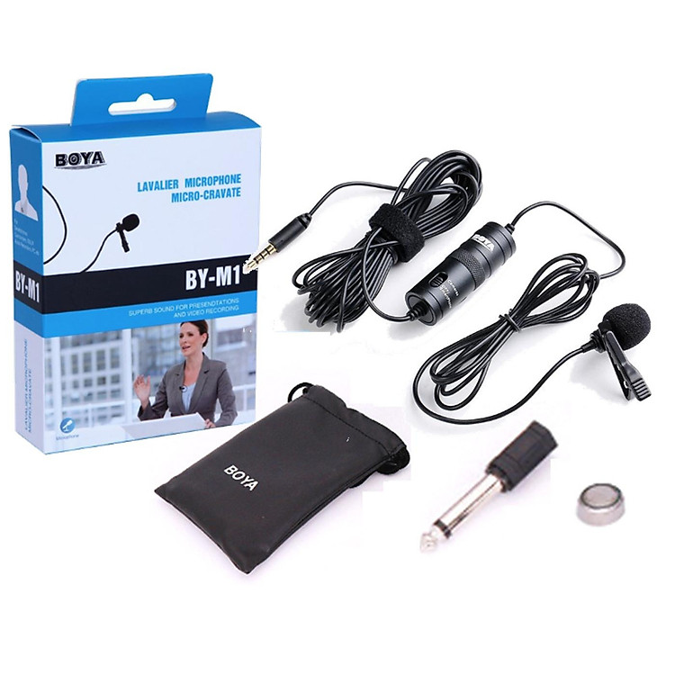 Micro BOYA BY-M1 (Tặng Kèm Đệm Lót) Thu Âm Cài Áo Cho Điện Thoại, Máy Tính, Máy Ảnh, DSLR, Máy Quay Phim - Hàng Chính Hãng