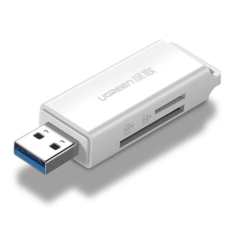 Đầu đọc thẻ nhớ USB 3.0 sang SD TF cao cấp Ugreen 104BK40753CM Màu Trắng hàng chính hãng