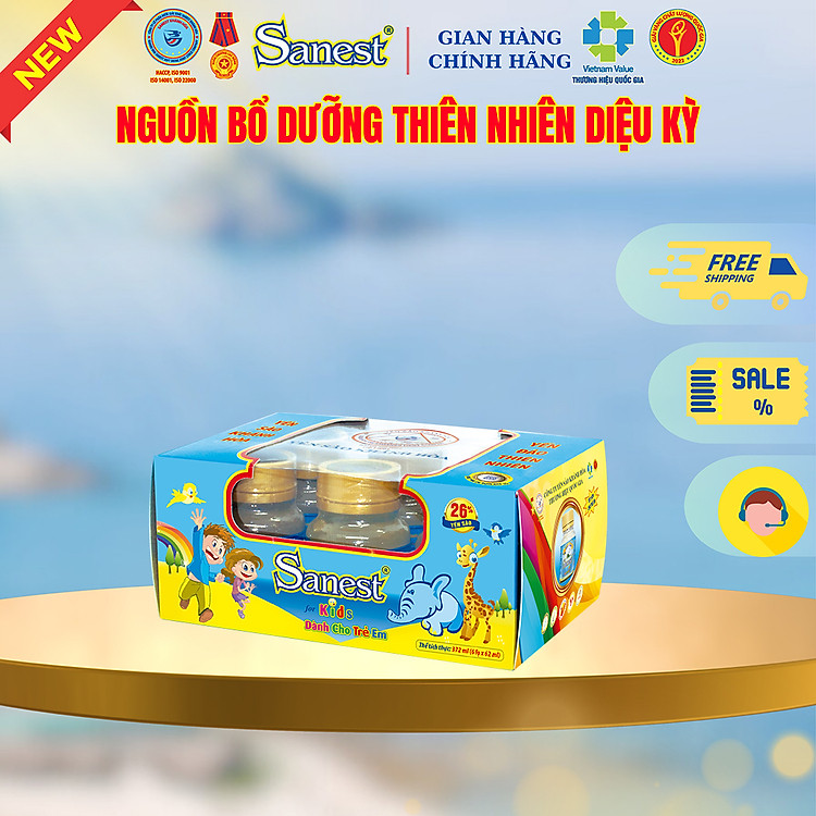 NEW [ Hộp 6 lọ quà tặng] Nước Yến sào Khánh Hòa Sanest 26% - Dành cho trẻ em