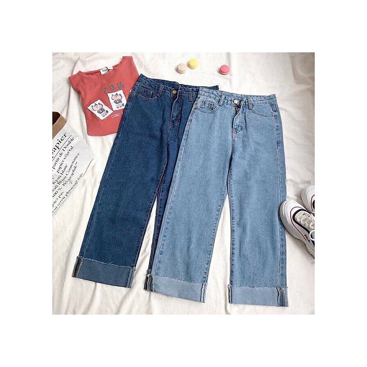 Quần Jean Nữ Ống Rộng Lật Lai 262