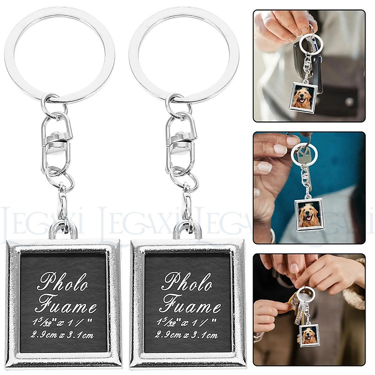 Móc Chìa Khóa Khung Ảnh Mini Hình Trái Tim, Chữ Nhật - Ảnh 6