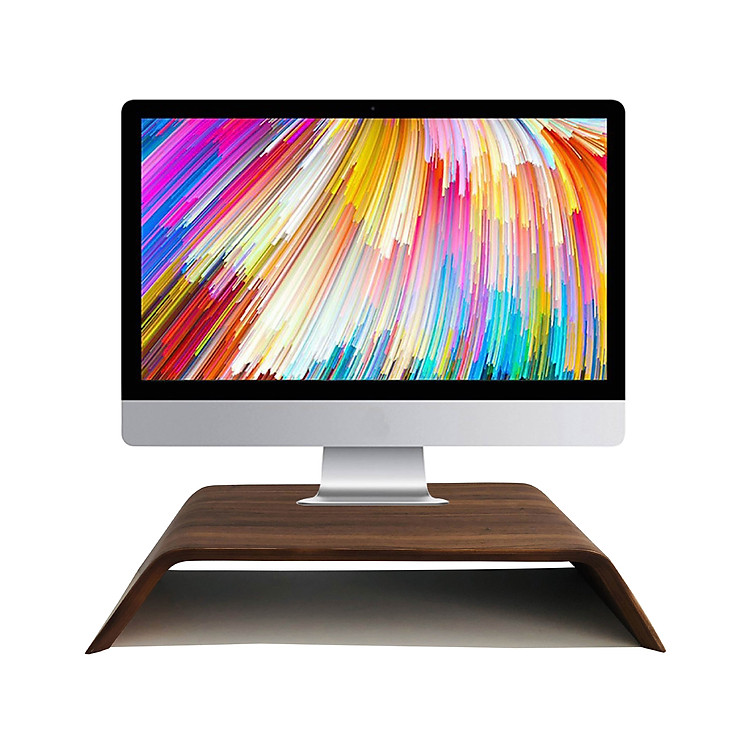 Kệ màn hình máy tính, Kệ Imac gỗ uốn cong - Veneer Walnut (Óc Chó) tự nhiên