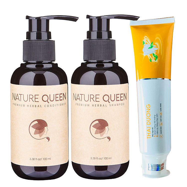 BỘ GỘI XẢ Nature Queen 100ml hỗ trợ trị rụng tóc + Tặng Kem đánh răng