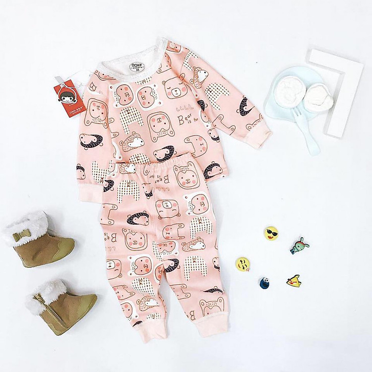 Bộ Cotton Nỉ Ấm Áp Cho Bé Gái