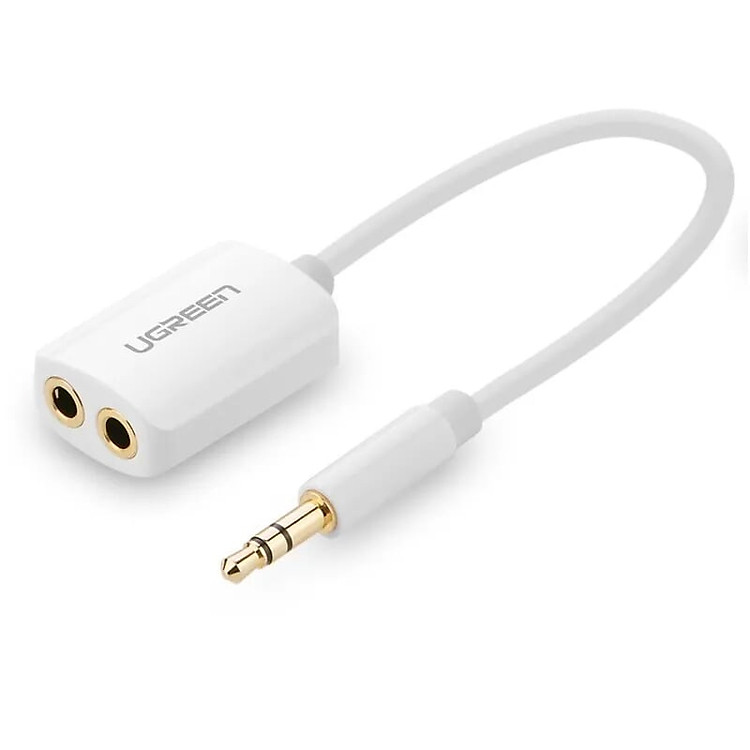 Cáp âm thanh 3.5Mm 1 đầu đực ra 2 đầu cái Màu Trắng dài 20Cm UGREEN 10738 - hàng chính hãng