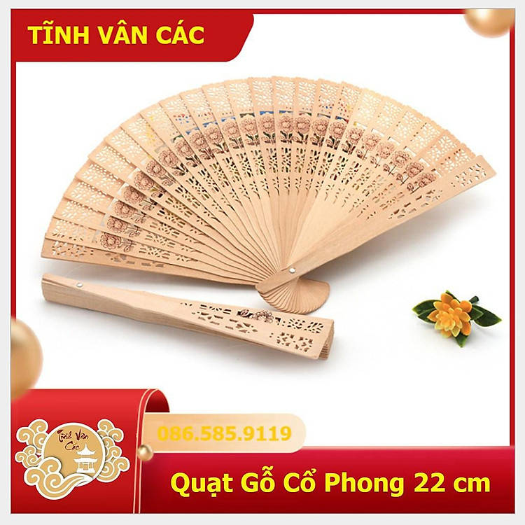 Quạt Cổ Phong Nan Gỗ Xếp Cầm Tay Phong Cách Cổ Trang Trung Quốc