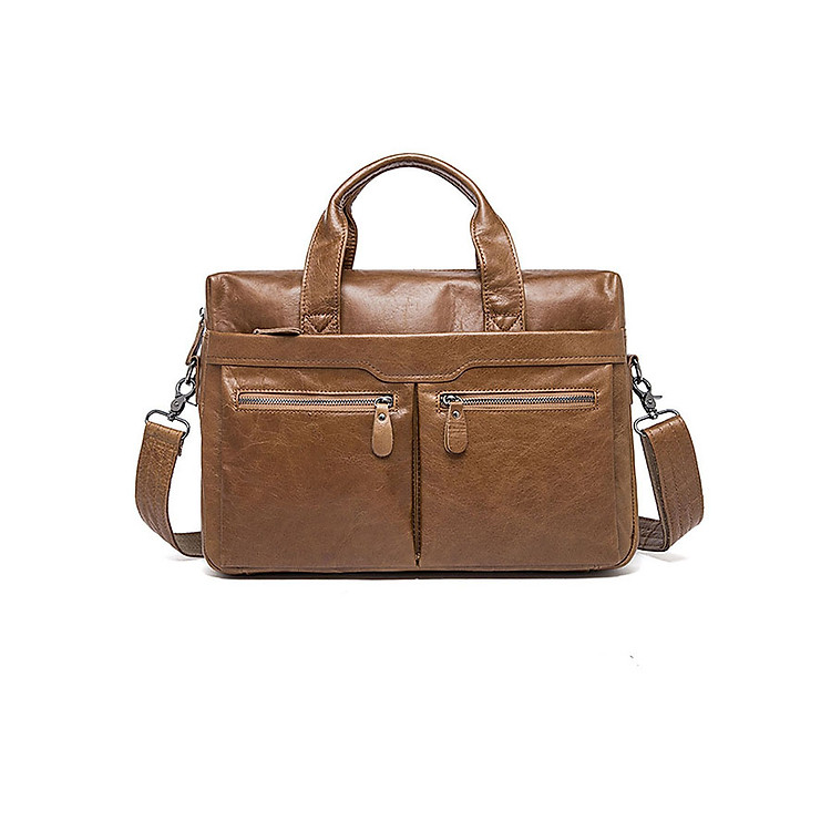 Túi xách công sở nam da bò cao cấp BHM9005 Cặp da thật vừa laptop 14inch