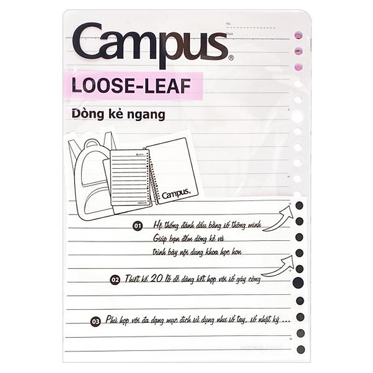 Giấy Đục Lỗ LL-AF70G-50 (Dòng Kẻ 4 Ly Ngang)