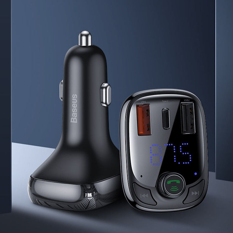Tẩu sạc nhanh T Type Wireless MP3 Charger trên oto Baseus S-13 (CCTM-B01) - Hàng chính hãng