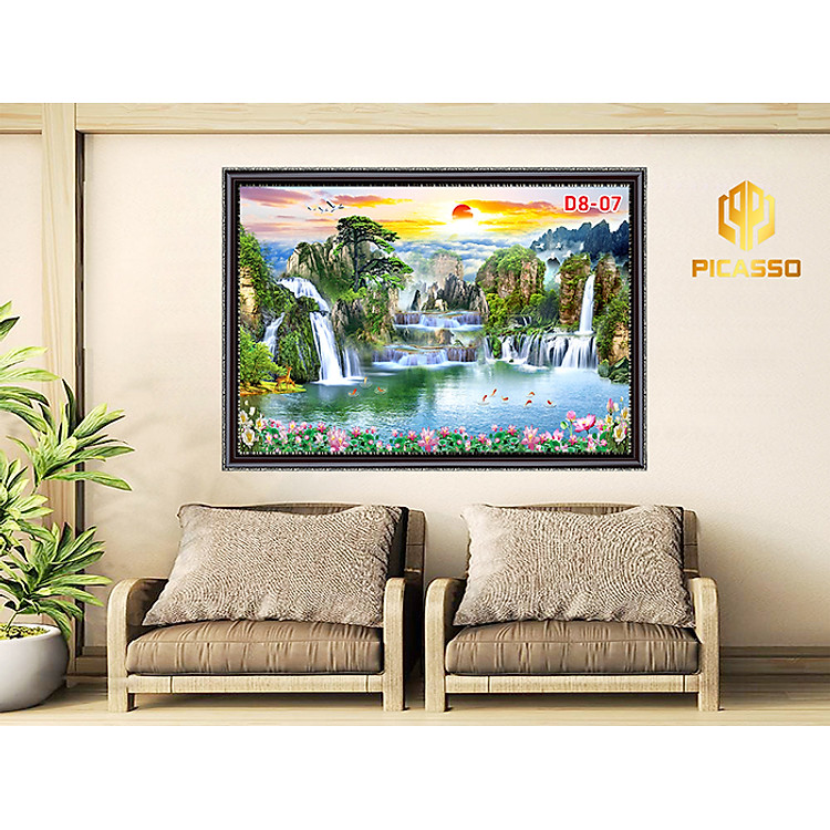 Tranh kính D801 Sơn Thủy Hữu Tình (60X90CM)