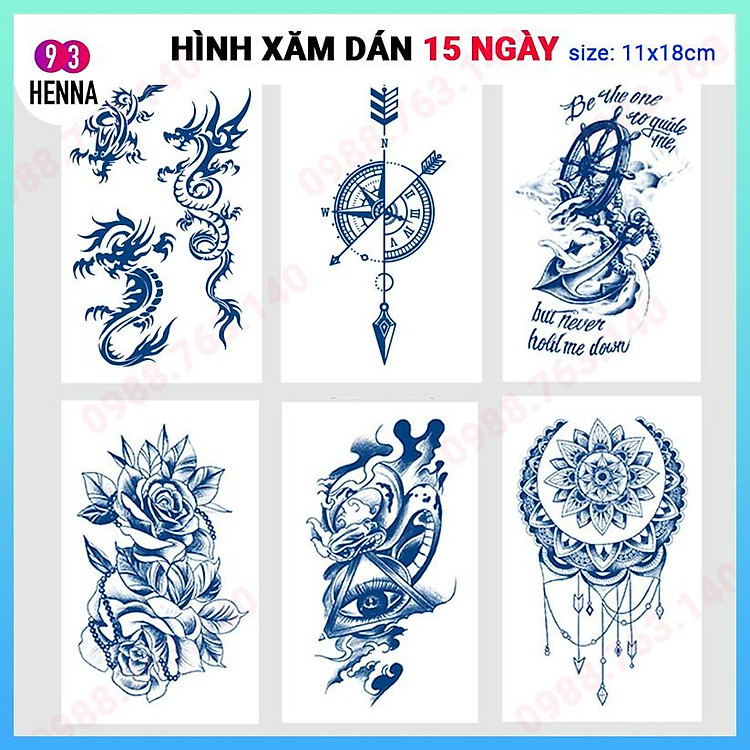 Hình Xăm Dán Tạm Thời 15 Ngày không thể tẩy rửa,hình sắc nét giống xăm thật 100%