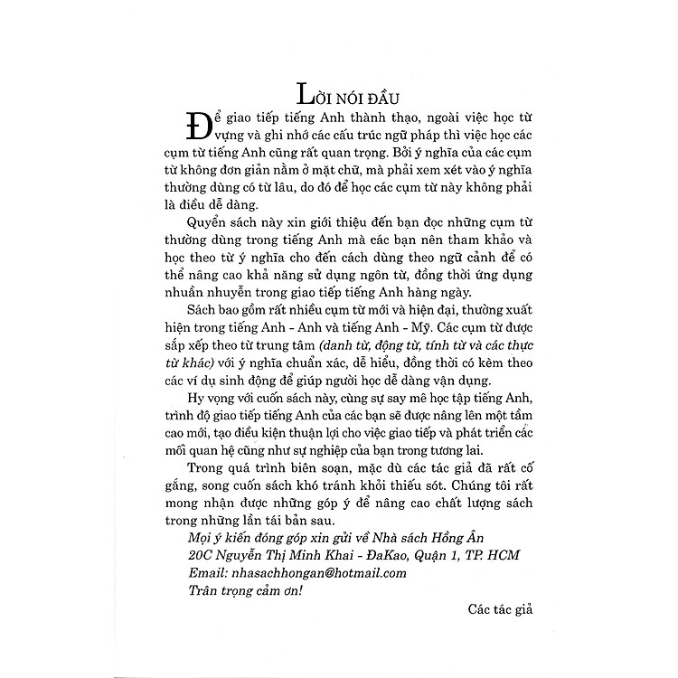 Từ Điển Các Cụm Từ Thường Dùng Trong Tiếng Anh - Căn Bản - Ảnh 2