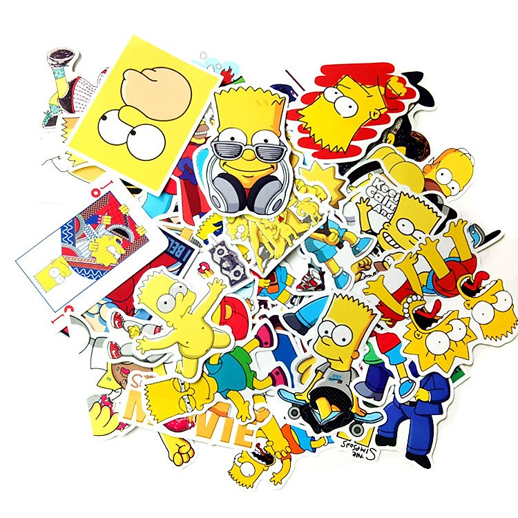 Sticker Simpson Hoạt Hình - Bộ 50 miếng