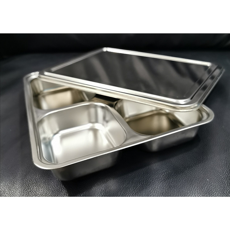 KHAY CƠM PHẦN INOX 4 NGĂN SÂU LÒNG CÓ NẮP