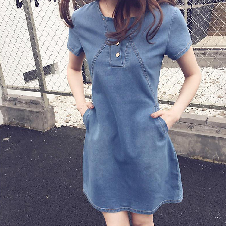 Váy Jean Liền Thân Tay Ngắn