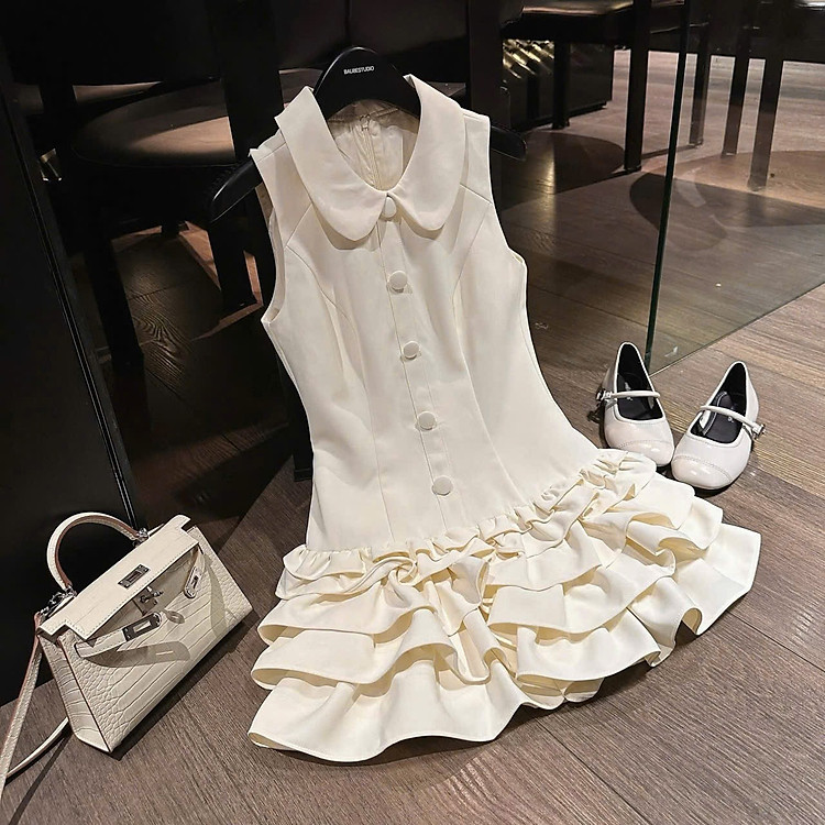 Váy sát nách cổ sen tầng bèo-Váy nữ sang chảnh