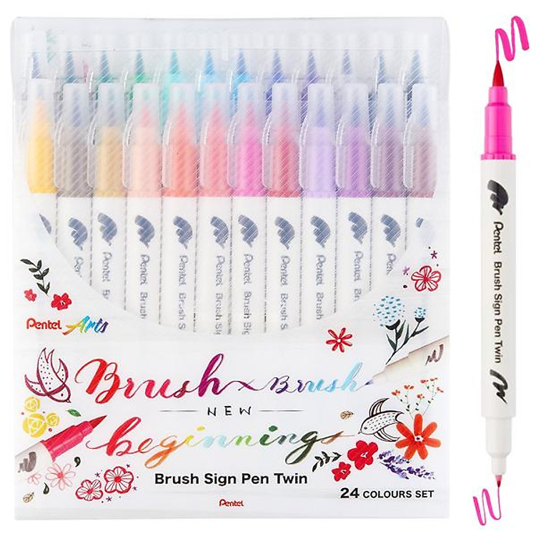 Bộ Bút Lông Màu Nước 2 Đầu Pentel Art SESW30C-24E (24 chiếc)