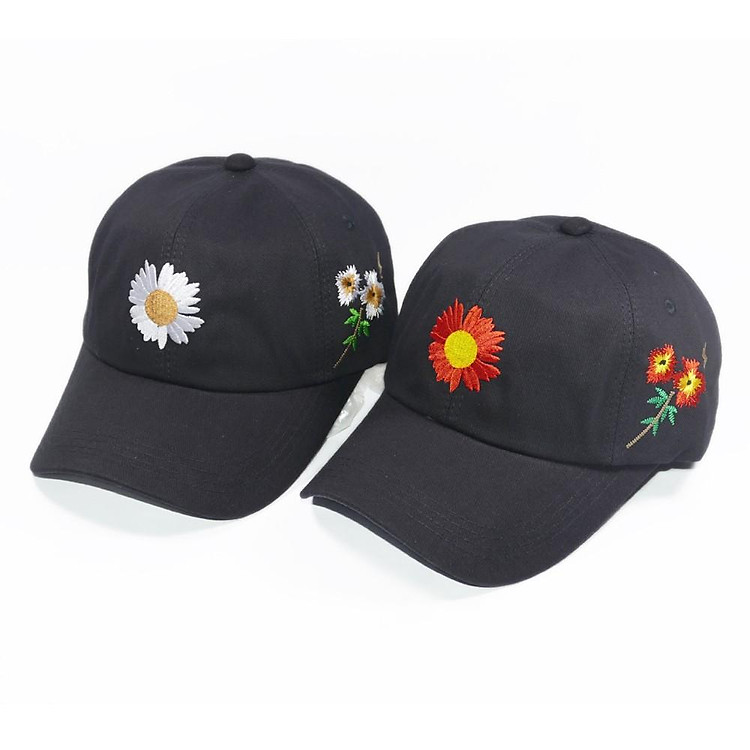 Nón kết hoa cúc họa mi mũ lưỡi trai nam nữ được in 2 hoa cúc với chất liệu vải cotton thoáng mát