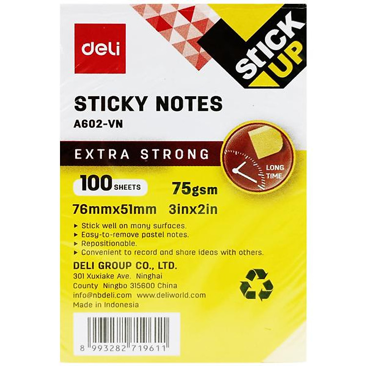 Giấy Note Deli EA602 76 x 51 mm 75gsm (100 tờ)