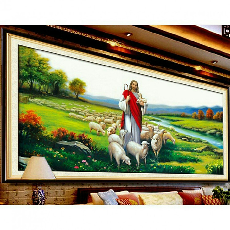 Tranh thêu chữ thập CHÚA VÀ ĐÀN CỪU A979 (147×75cm ) chưa thêu