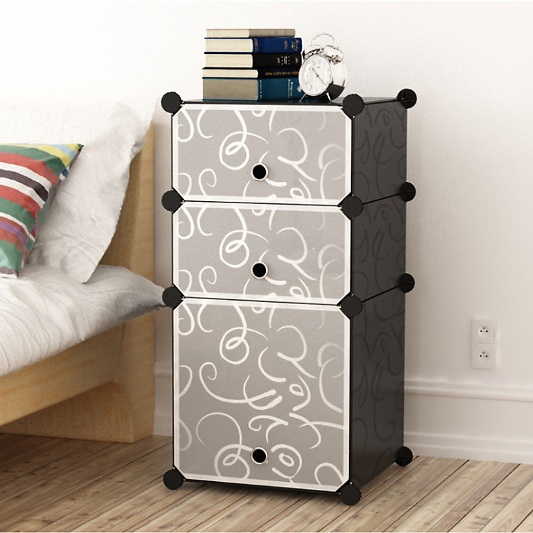 Tủ đầu giường lắp ghép 3 ô nhỏ gọn