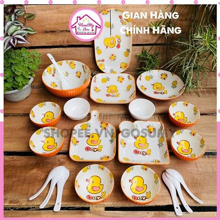 Bát Đĩa Decor Bát Đĩa Sứ Chén Dĩa Dễ Thương Tô Sứ Chén Ăn Cơm Ăn Dặm Cho Bé Đẹp Cute Cao Cấp Hình Vịt Vàng