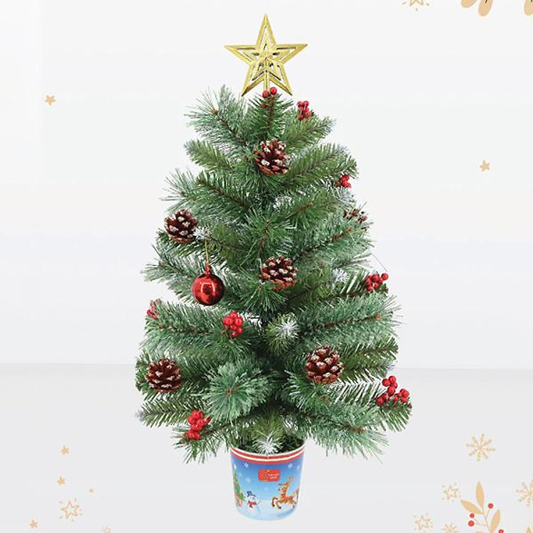 Cây Thông Mini 3 Loại Lá Có Trang Trí - Trang Trí Noel 60 cm - Chaang Chiia LP-TDC-2