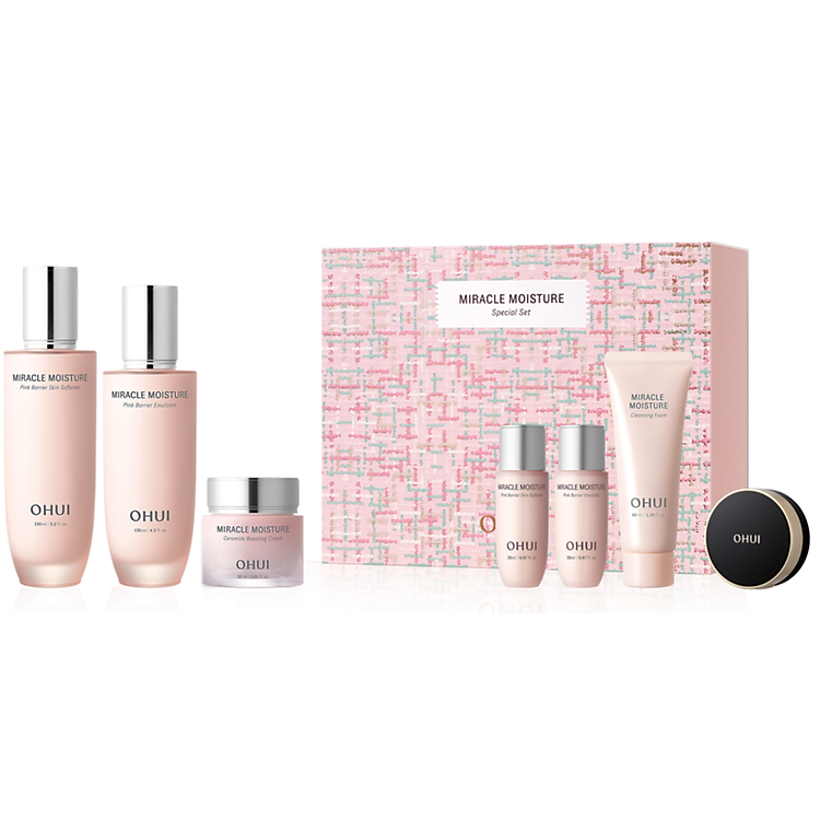 Bộ kem dưỡng ẩm căng mượt sáng da toàn diện OHUI Miracle Moisture Pink Barrier Set