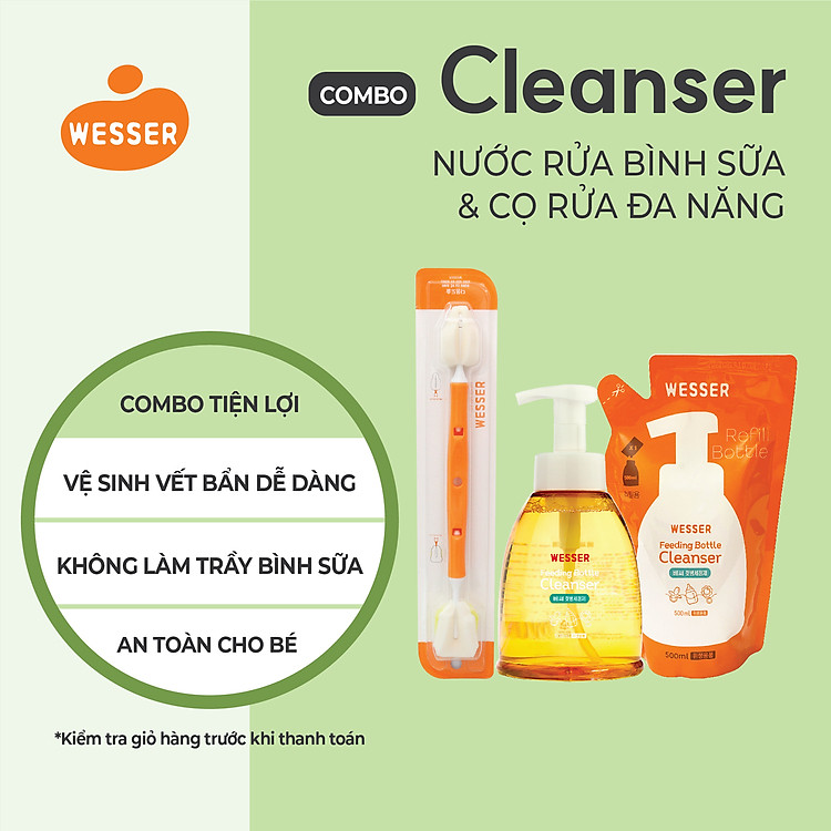 Combo nước rửa và dụng cụ vệ sinh Wesser Chính hãng Tiết kiệm - Hình ảnh 3