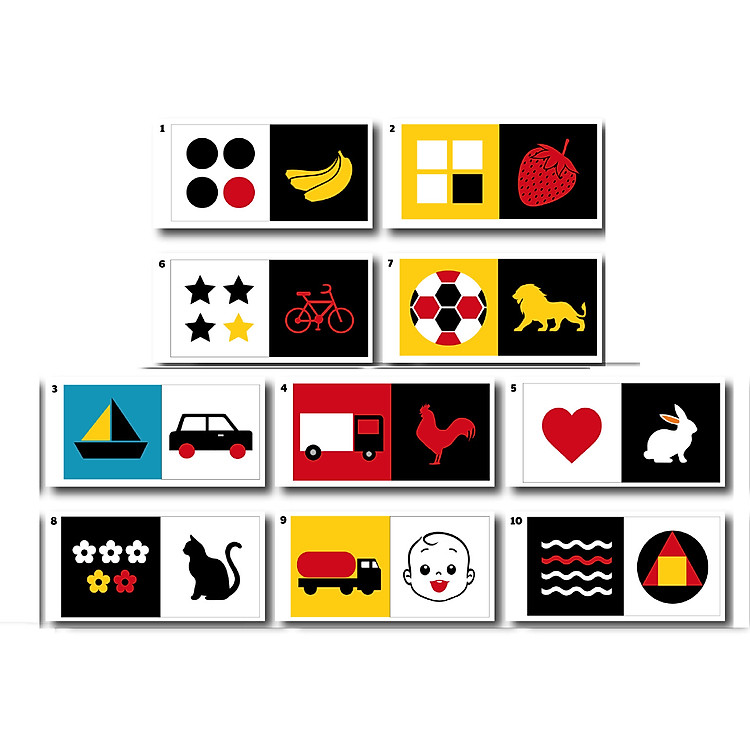 Bộ 10 Flashcards thông minh kích thích thị giác cho trẻ sơ sinh