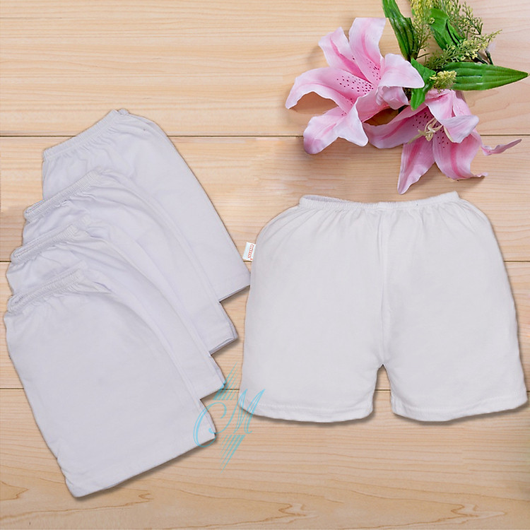 Combo 10 Quần đùi sơ sinh, quần chục sơ sinh cho bé từ 3kg - 10kg, vải cotton 100% cao cấp co giãn 4 chiều, mềm mại,thoáng mát thấm hút mồ hôi, quần đùi sơ sinh cho bé trai và bé gái ( màu trắng )