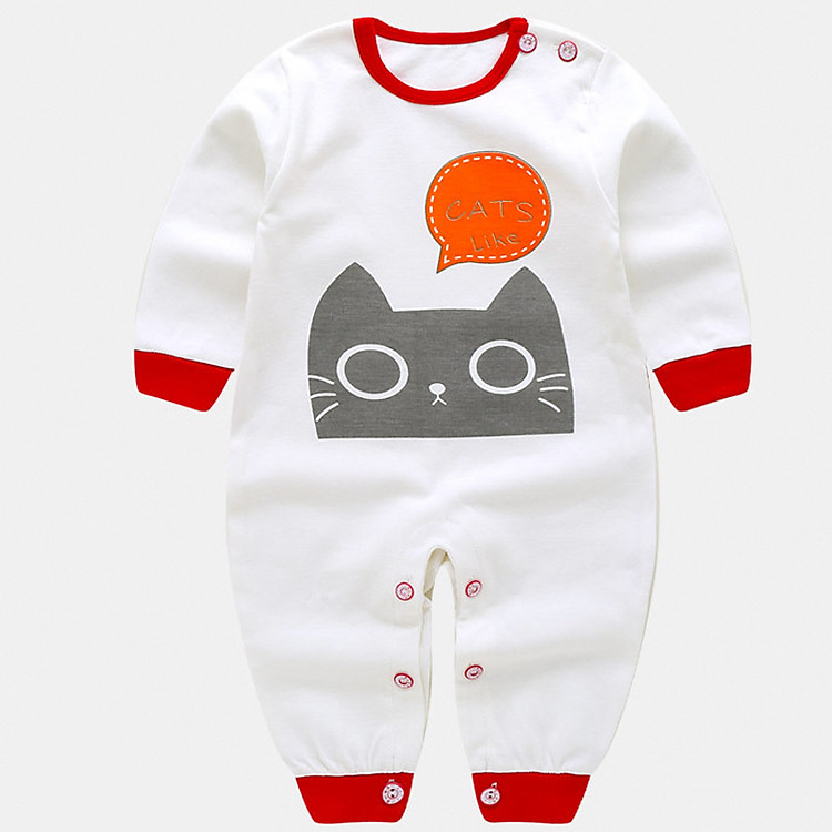 Đồ Body Áo Liền Quần Cho Bé Sơ Sinh Họa Tiết Chú Mèo 02104