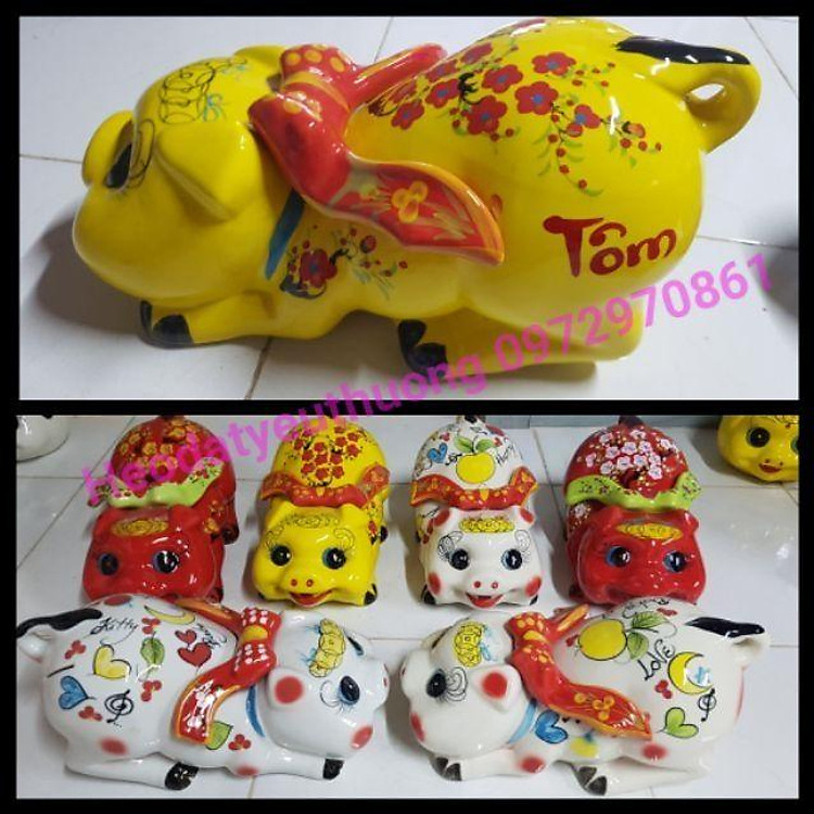 Heo Nơ dài gắn nổi - gốm sứ cao cấp