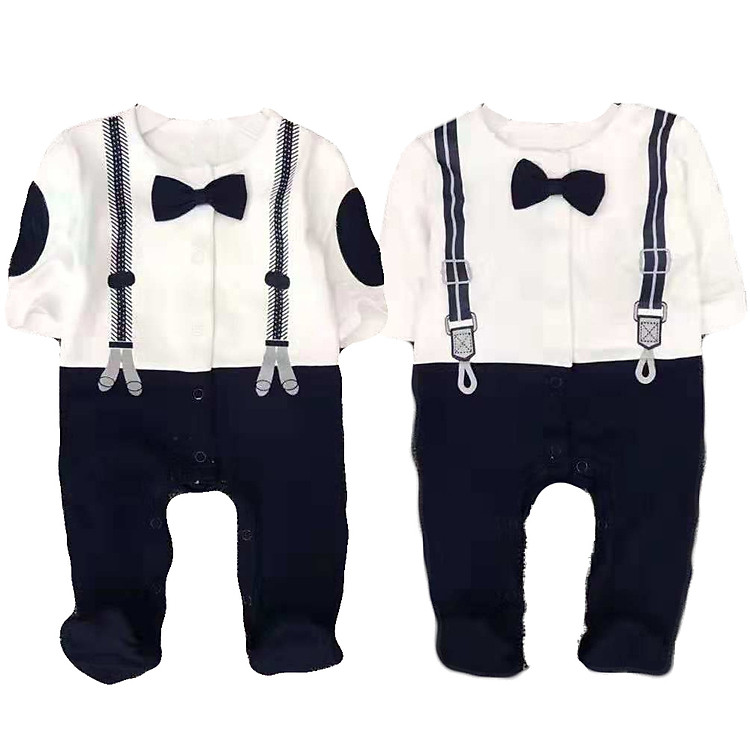 Bộ 2 sleepsuit liền tất bé trai họa tiết tuxedo các size cho bé 0-12 tháng