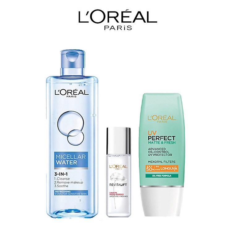 Bộ sản phẩm làm sạch và Dưỡng ẩm da căng mướt L'Oreal Paris