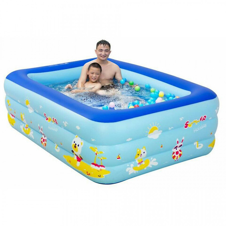 Bể Bơi 3 Tầng Hình Chữ Nhật Loại To Bền 1,8m cho bé
