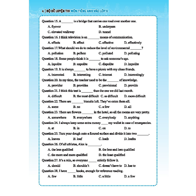 Bộ đề luyện thi môn Tiếng Anh vào lớp 6 trường chuyên (có đáp án) - Ảnh 3