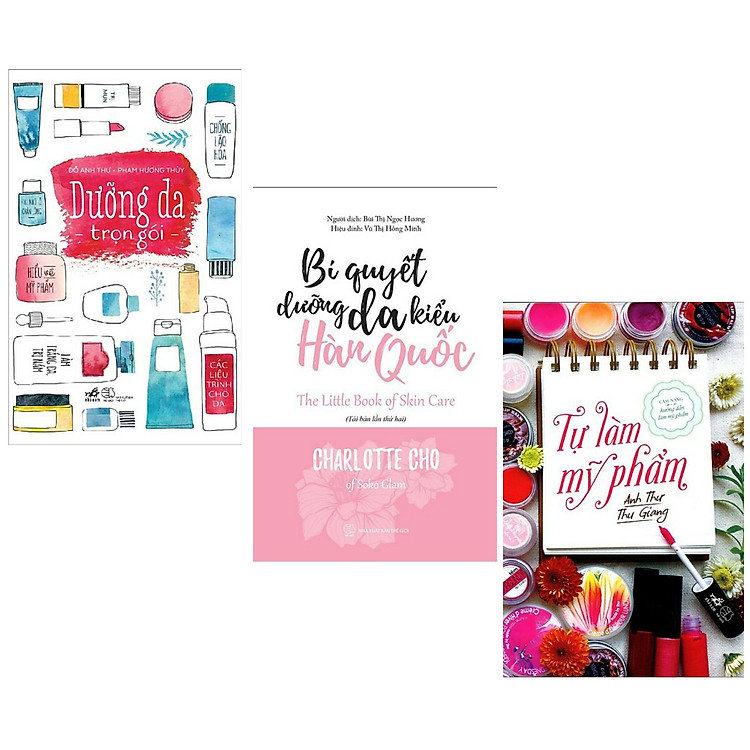 Combo Sách Chăm Sóc Da: Dưỡng Da Trọn Gói + Bí Quyết Dưỡng Da Kiểu Hàn Quốc (Tái Bản) + Tự Làm Mỹ Phẩm (Tái Bản) - Tặng Kèm Bookmark Happy Life