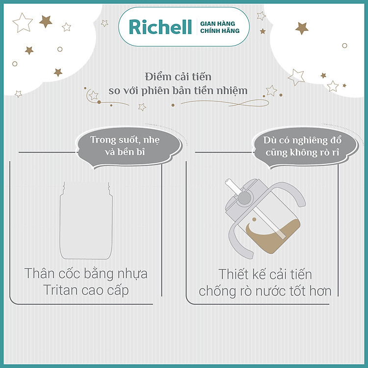 Bình ống hút AXSTARS Richell 200ml cho bé Đảm bảo Giá rẻ - Hình ảnh 5