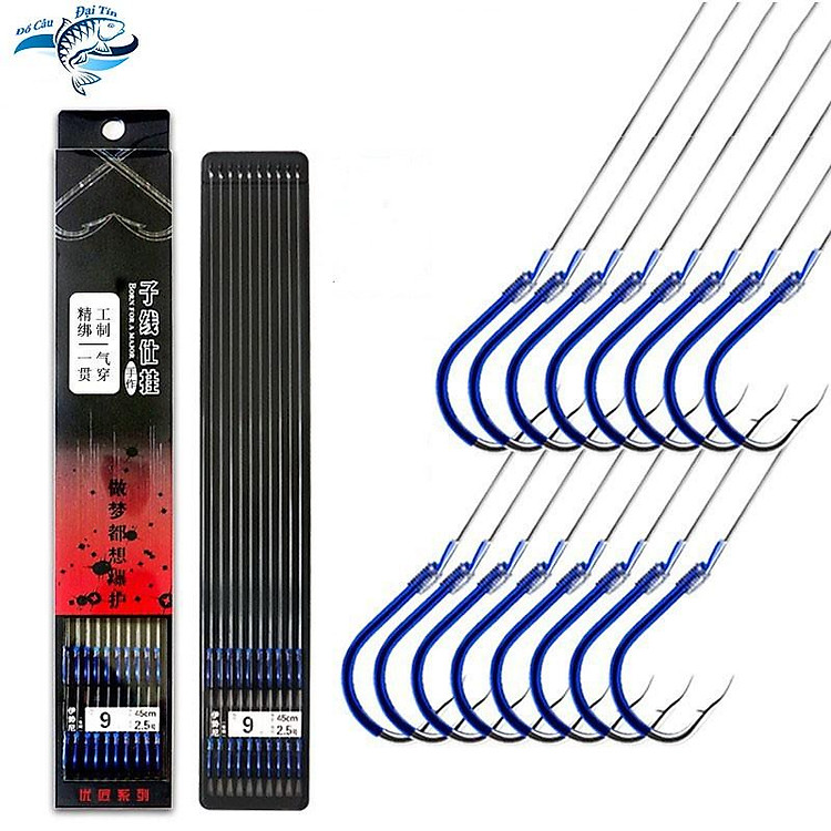 1 Hộp Gồm 10 Bộ Thẻo Lưỡi Đôi Buộc Sẵn Chuyên Dùng Cho Câu Đài, Câu Cá