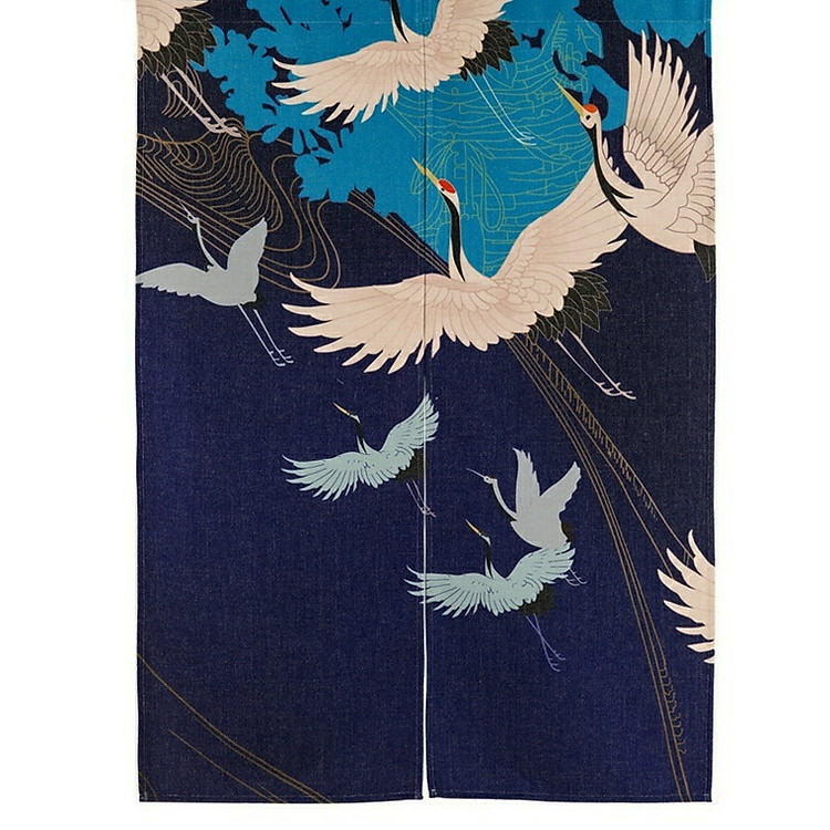 Màn rèm noren Nhật Bản 85x120cm - Cò xanh dương