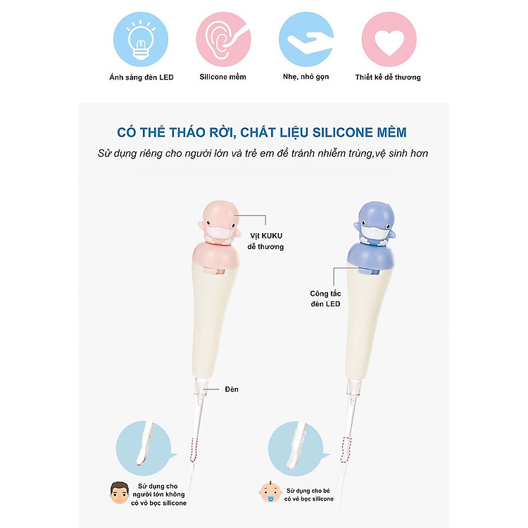 Ráy tai có đèn KUKU KU3036 - Hồng Chính hãng Giá rẻ - Hình ảnh 4