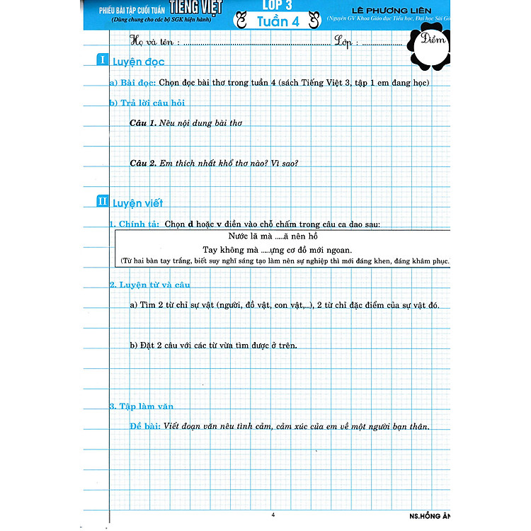 Phiếu Bài Tập Cuối Tuấn Môn Tiếng Việt Lớp 3 (Biên Soạn Theo Chương Trình GDPT Mới) - Ảnh 4