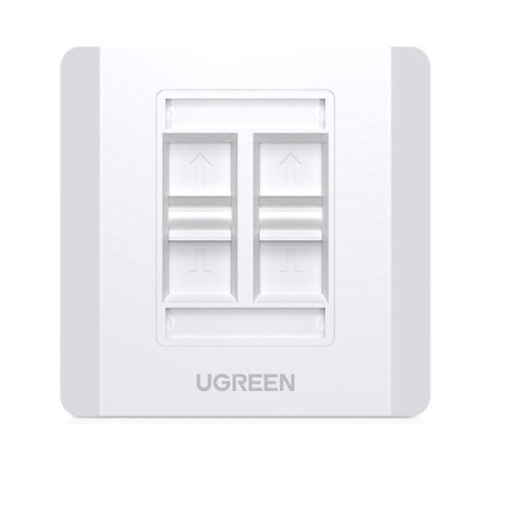 Ugreen 80443 1 cái có 4 lỗ rj45 - rj11 màu trắng Khung âm tường cắm hạt mạng và điện thoại chất liệu nhựa NW144 20080443 - Hàng chính hãng