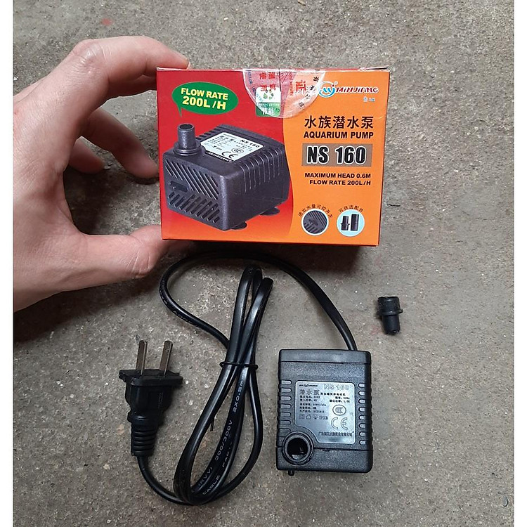 Máy bơm chìm NS 160, công suốt 3W, dùng làm hệ thống lọc bể cá hoặc thác nước phong thủy