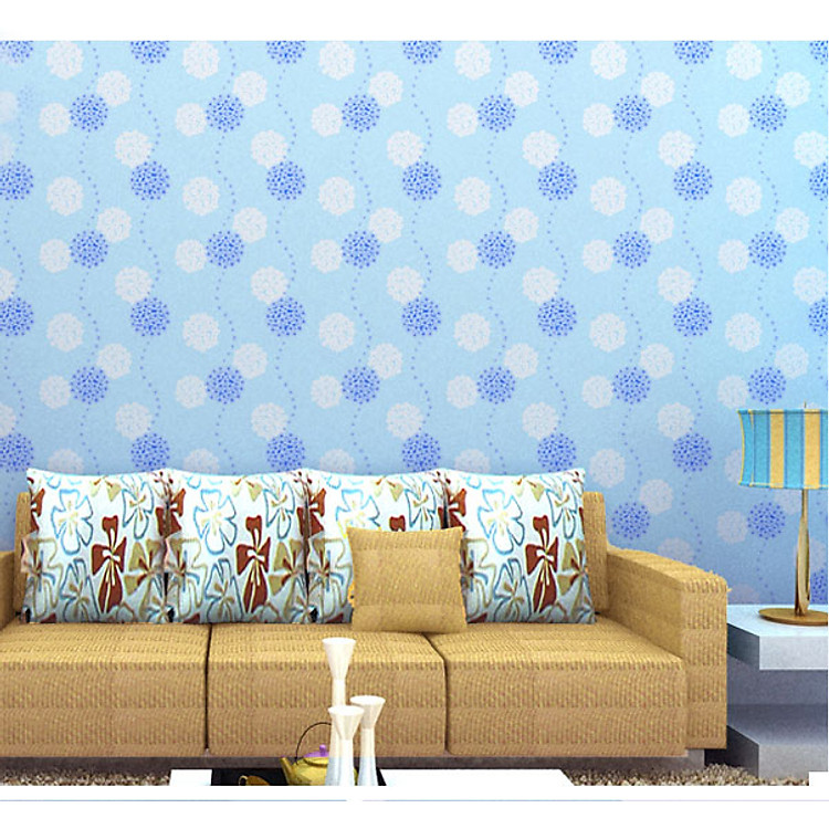 5M Giấy Dán Tường -Decal dán tường Họa Tiết Hoa Xanh