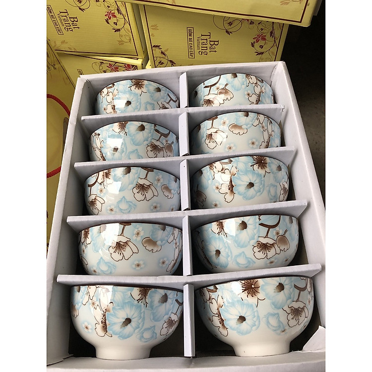 Bộ 10 chén cơm họa tiết 3D giao màu ngẫu nhiên