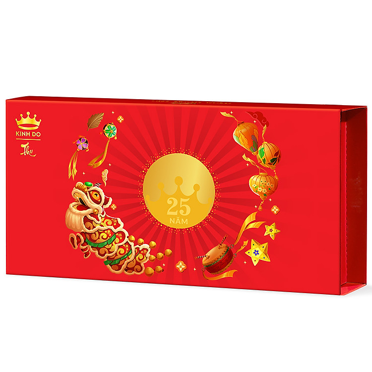 Hộp 2 bánh trung thu Kinh Đô "Team Hạt Sen - Đậu Đỏ" (2 bánh x 150g)