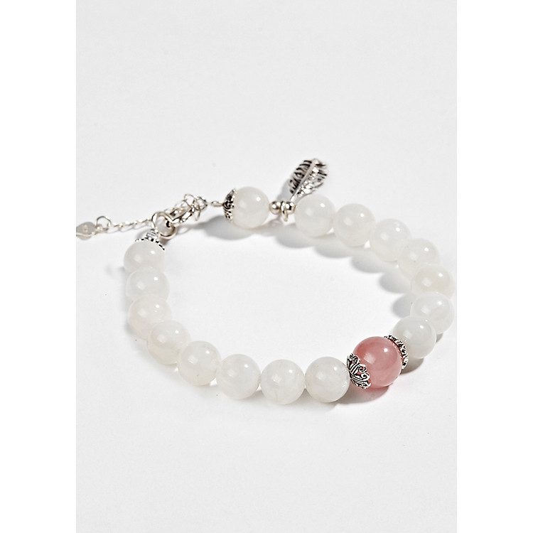 Vòng Đá Xà Cừ Trắng Phối Charm Bạc (8mm) Ngọc Quý Gemstones