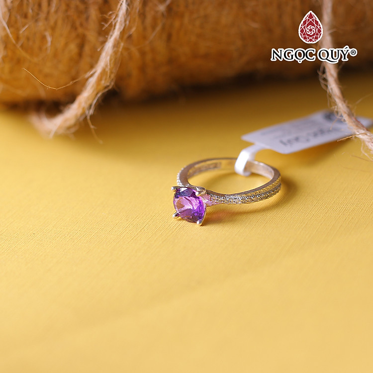 Nhẫn bạc nữ đá thạch anh tím đường kính 17 mm mệnh hỏa. thổ - Ngọc Quý Gemstones